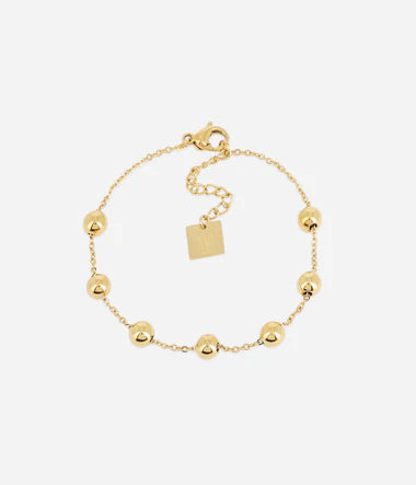 Bracelet Annie Zag – Chaîne Boules Dorées Acier Doré Or Fin