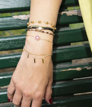 Bracelet Annie Zag – Chaîne Boules Dorées Acier Doré Or Fin