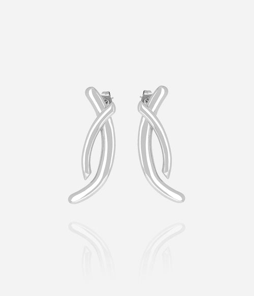 Boucles d'oreilles Apion ZAG acier hypoallergénique porté, bijoux femme