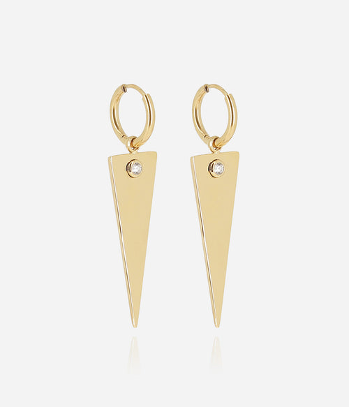 Boucles d'oreilles Bepo ZAG acier doré hypoallergénique porté, bijoux femme