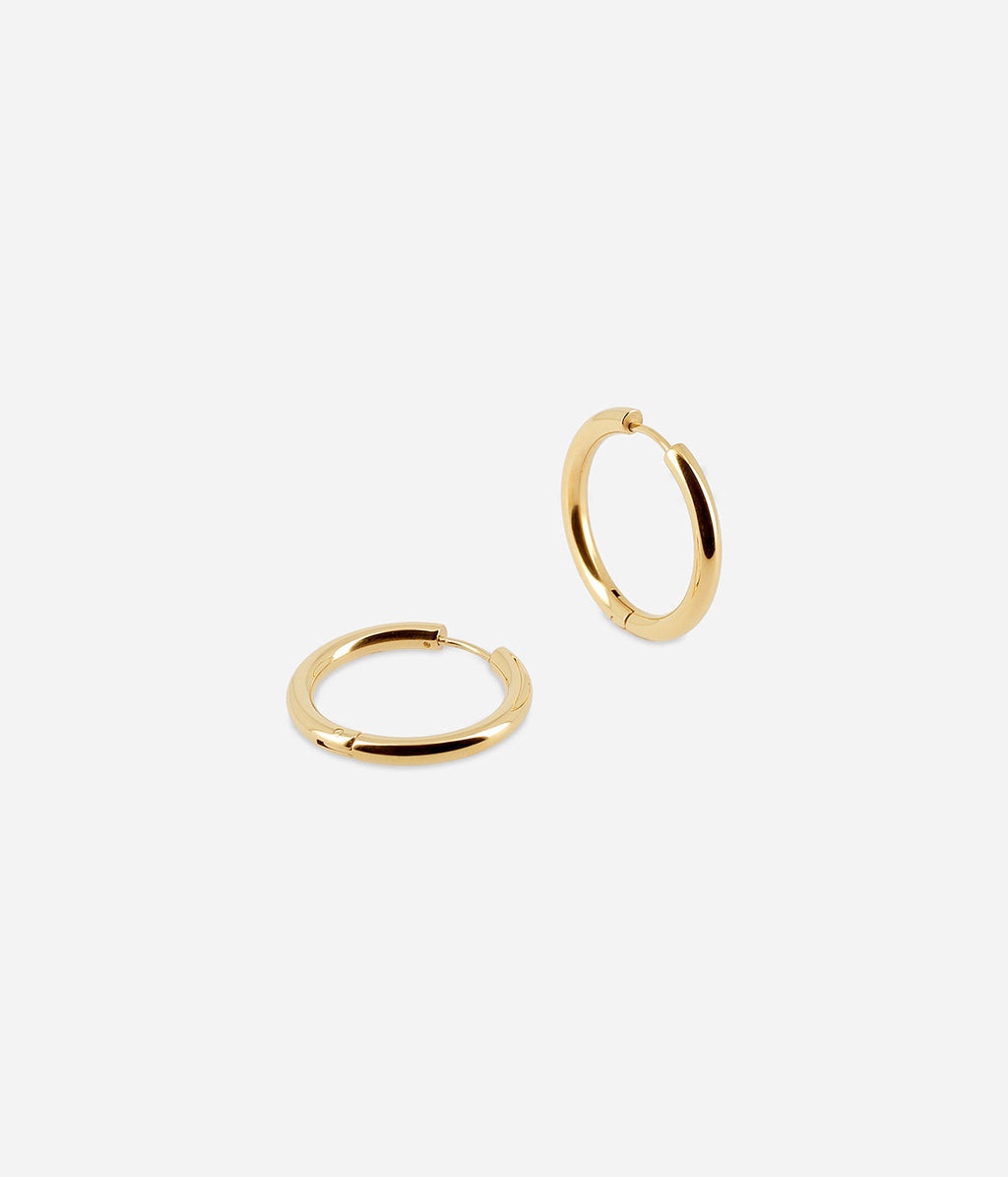 Créoles Zag dorées, diamètre 19 mm, anneau lisse en acier doré à l'or fin