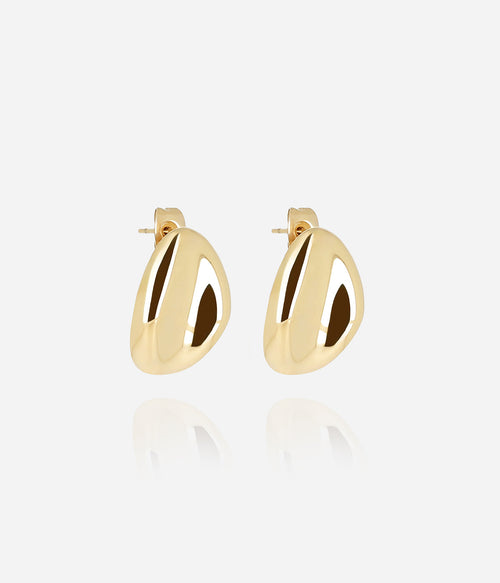 Boucles d'oreilles Gaïa ZAG acier doré hypoallergénique porté, bijoux femme