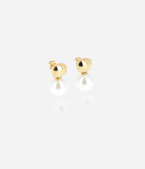 Boucles d'oreilles Leodie ZAG acier doré à l'or fin hypoallergénique porté