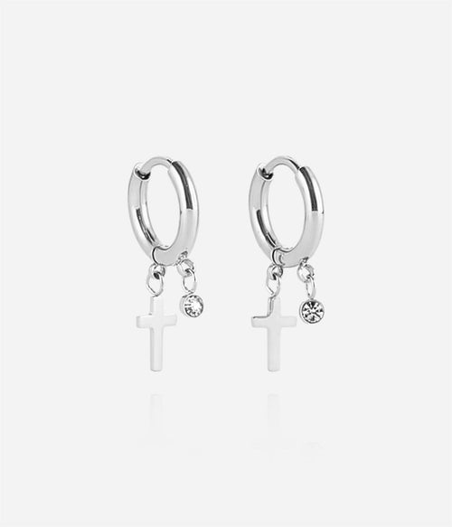Boucles d'oreilles Lucky Spirit ZAG acier inoxydable hypoallergénique porté, bijoux femme