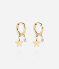 Boucles d'oreilles Lucky Star Zag, mini-créoles dorées avec étoile et cristal blanc