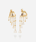 Boucles d'oreilles Maria Zag, multi-créoles dorées à cinq anneaux et cascade de zirconiums