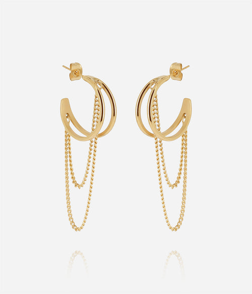 Boucles d'oreilles Nereal ZAG acier doré à l'or fin hypoallergénique porté