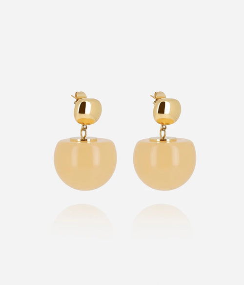 Boucles d'oreilles Rosazia ZAG acier doré hypoallergénique porté, bijoux femme