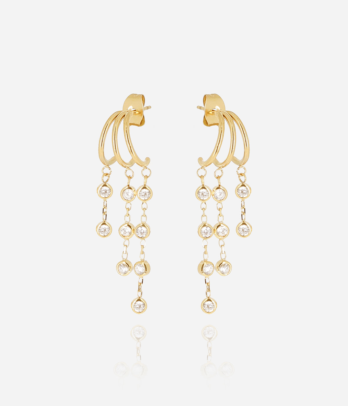 Boucles d'oreilles Teresa ZAG – Multi-créoles 3 anneaux et zirconiums – vue du bijou
