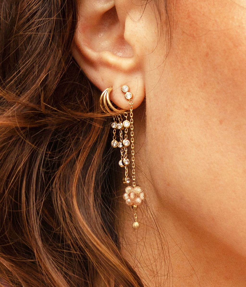 Boucles d'oreilles Teresa ZAG – Multi-créoles 3 anneaux et zirconiums – détail du bijou