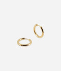 Créoles Zag lisses en acier doré à l'or fin, diamètre 16 mm