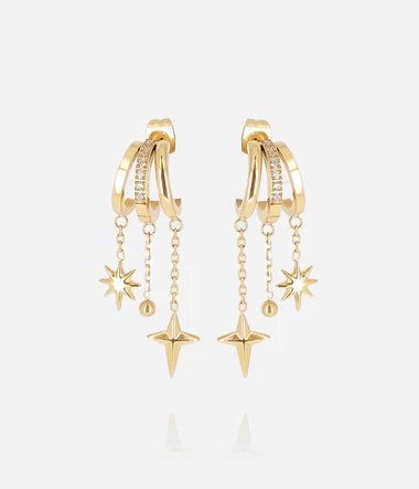 boucles d'oreilles Zag étoiles filantes", "créoles double étoile zirconium", "multi-créoles anneau serti