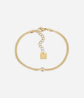 Bracelet Adamo Zag, chaîne serpent dorée sertie d'un zirconium nude
