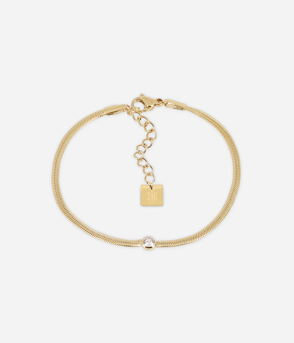 Détail du zirconium nude du bracelet Adamo Zag