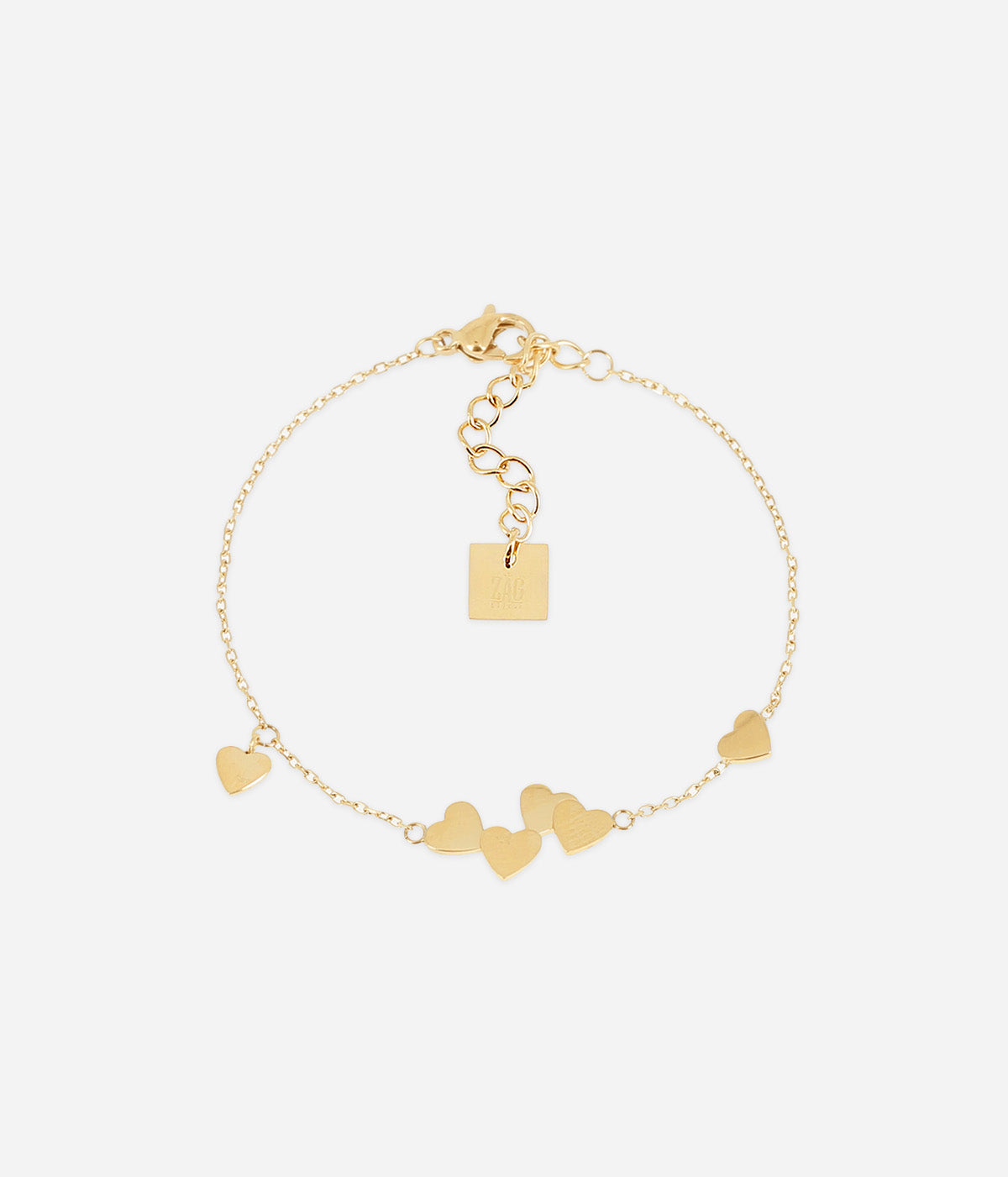 Bracelet Arisa Zag, chaîne dorée sertie de petits cœurs