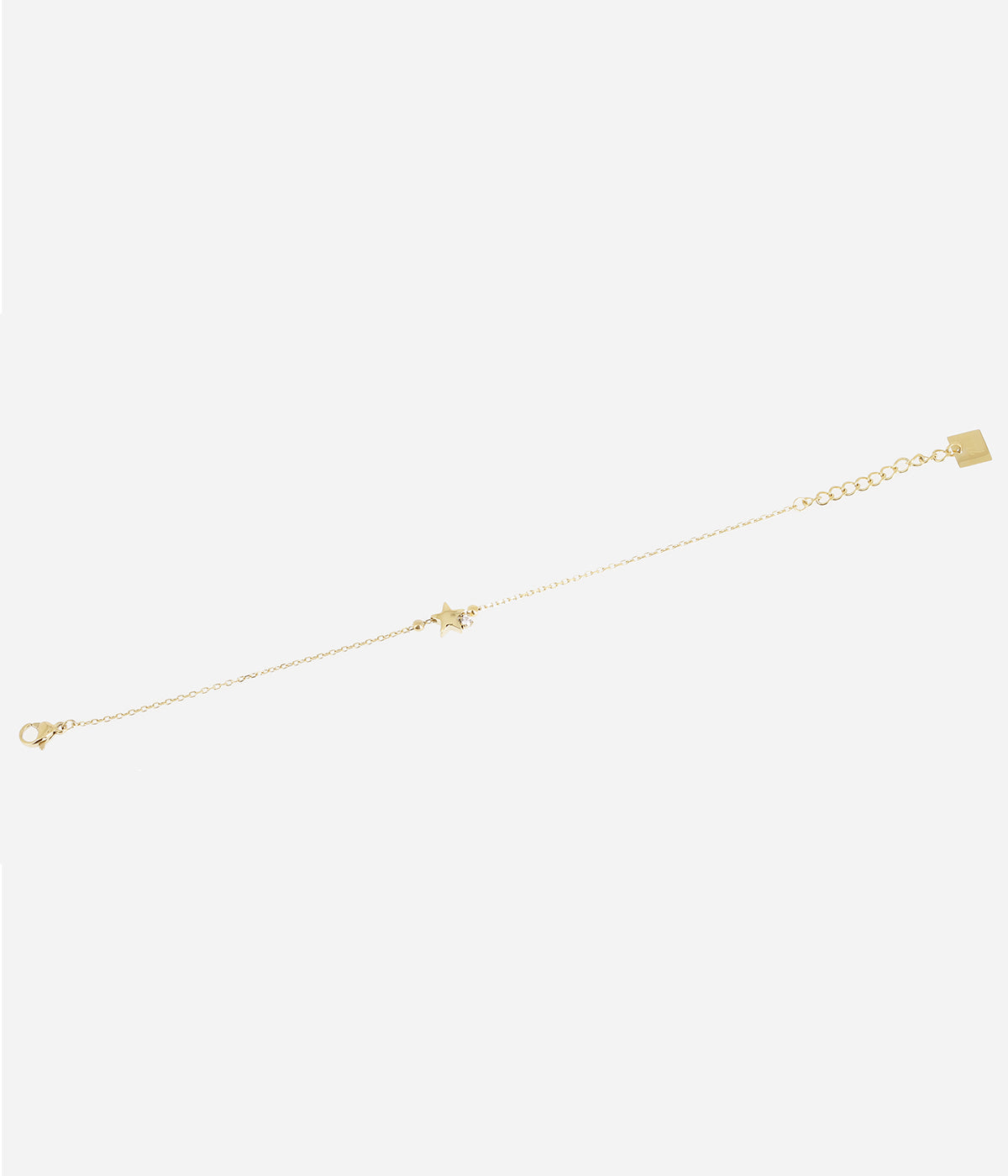 Bracelet Astral Zag, étoile et zirconium sur chaîne en acier doré