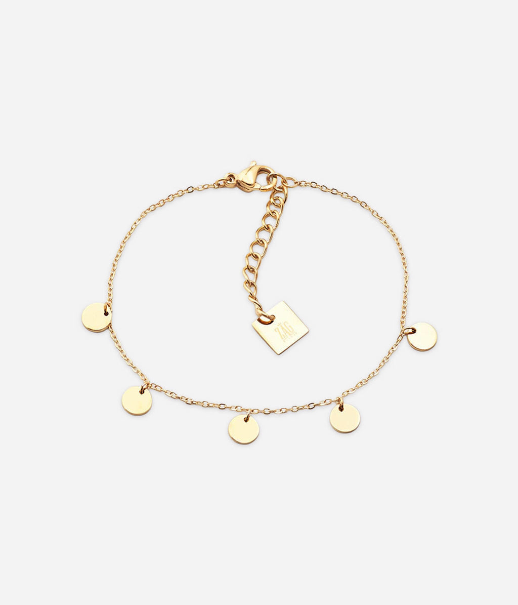 Bracelet Confettis Zag, chaînette dorée et petites pampilles plates