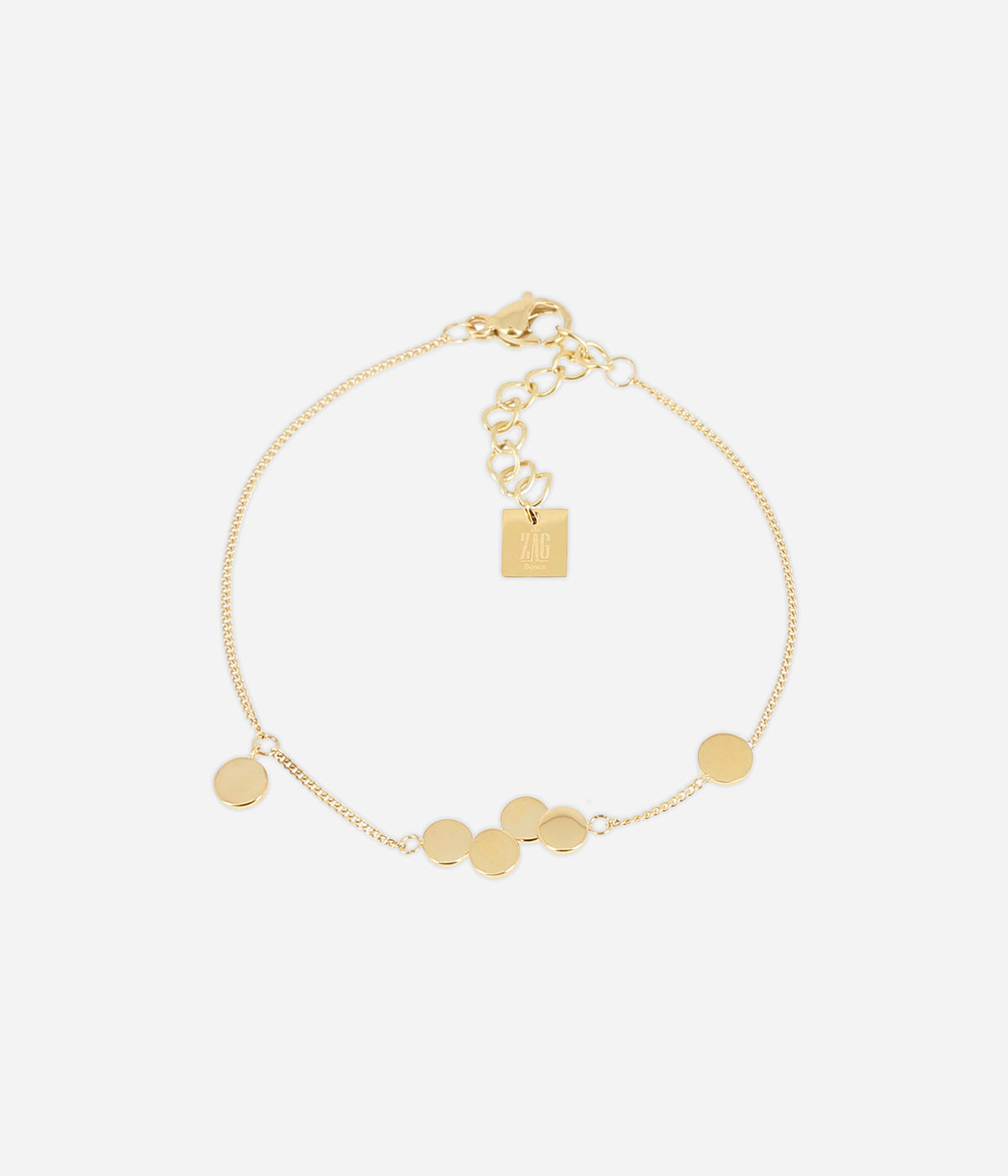 Bracelet Cosima Zag, chaîne dorée sertie de petits ronds