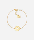 Bracelet Divine Zag, anneau gravé Amour Bonheur Chance sur chaînette dorée