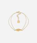 Bracelet Erone Zag en acier doré à l'or fin, pendentif œil serti d'un zirconium rond
