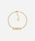 Bracelet Palmi Zag en acier doré à l'or fin, rectangle ajouré serti de zirconiums