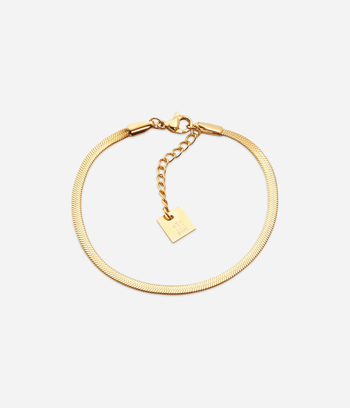 Bracelet Pur Zag, chaîne serpent plate en acier doré à l'or fin
