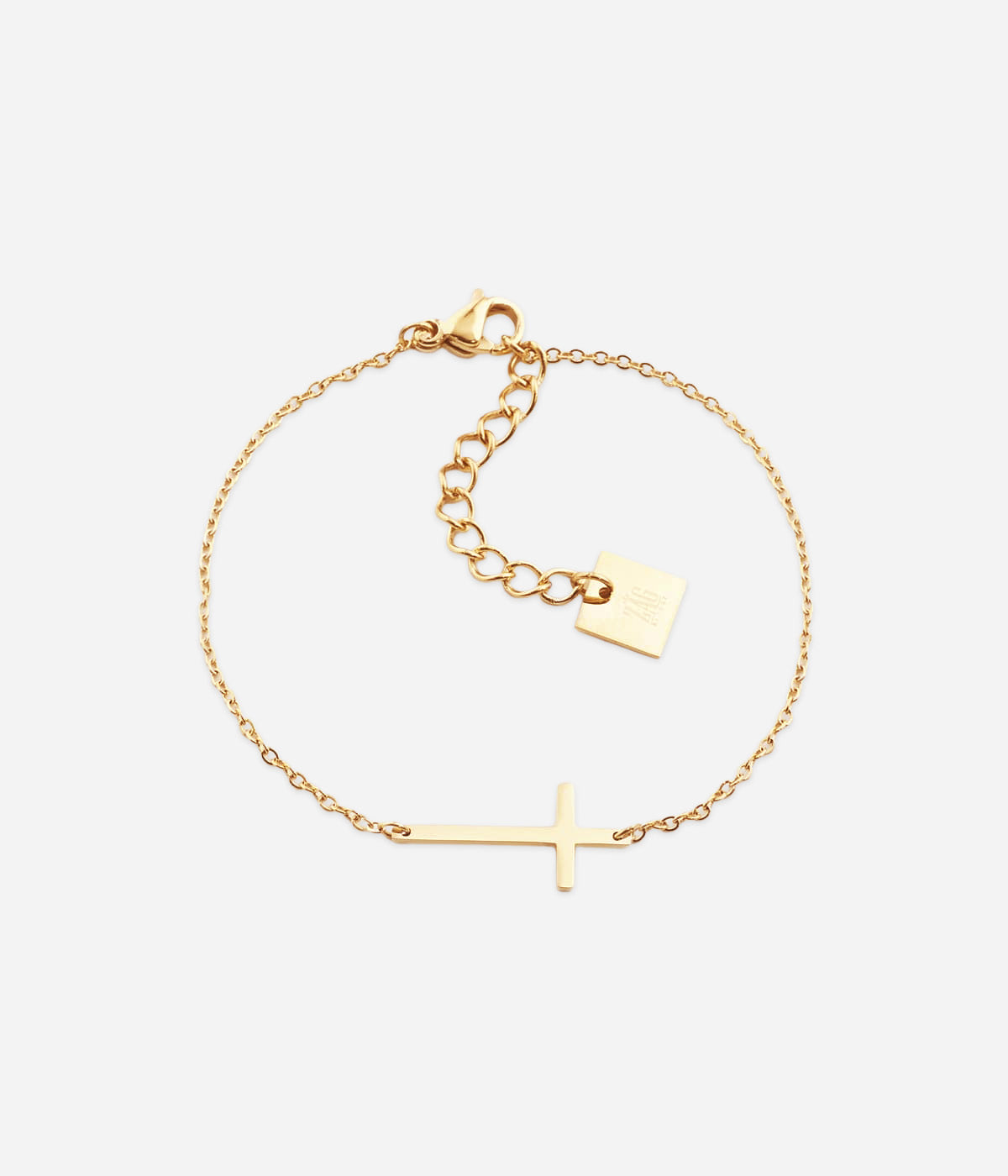 Bracelet Spirit ZAG croix dorée hypoallergénique porté, bijoux femme