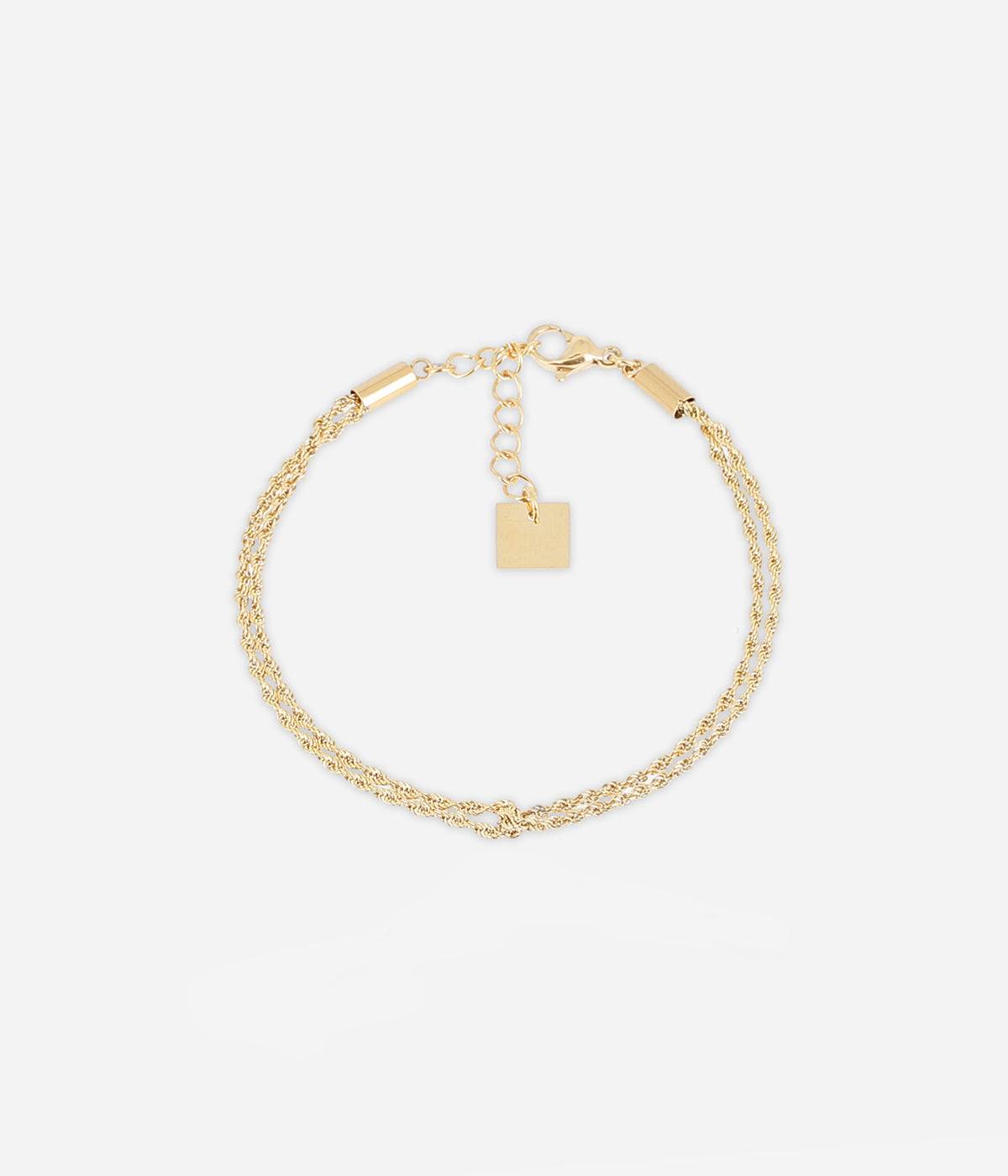 Bracelet Zeta Zag, double rang croisé en acier doré à l'or fin