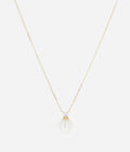 Collier Djima Zag, perle de culture et zirconium sur chaîne fine en acier doré à l'or fin