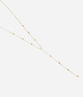 Collier Soho Zag en acier doré à l'or fin, zirconium blanc au centre et petits motifs d'acier sur la chaîne
