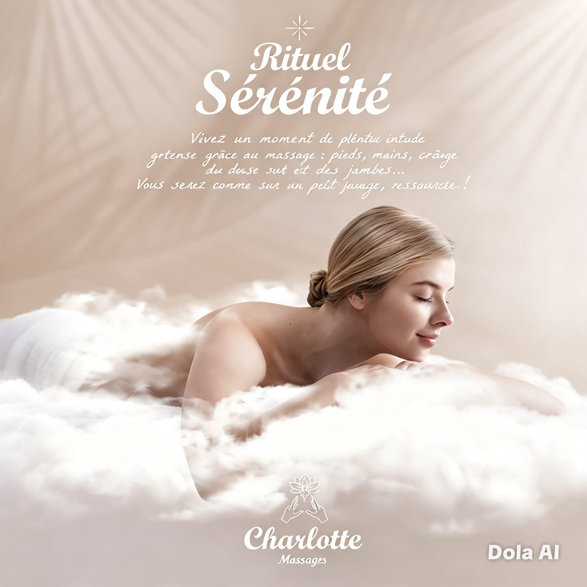 Rituel Sérénité, massage doux et profond de 1h20 pour femmes à l'institut de Charlotte, Saint-Quentin
