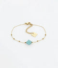 Bracelet Velasquez ZAG – Apatite et chaîne chapelet acier doré, pierre naturelle 8mm, 15cm + 3cm réglage. Les Tendances de Charlotte, Saint-Quentin.