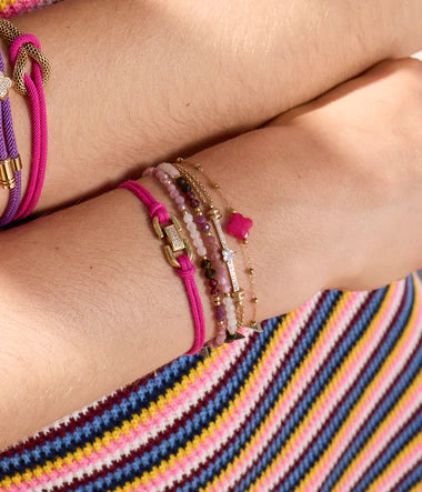 Bracelet Velasquez ZAG – Pierre œil de tigre facettée sur chaîne chapelet dorée, bijou hypoallergénique.