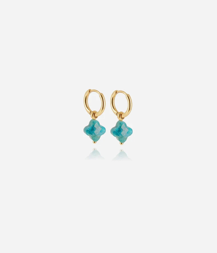 Boucles d'oreilles Velasquez ZAG amazonite acier doré hypoallergénique, bijoux femme